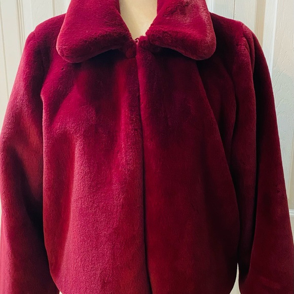 A new day. Gorgeous faux sofffttt burgundy colored fur - Picture 2 of 11